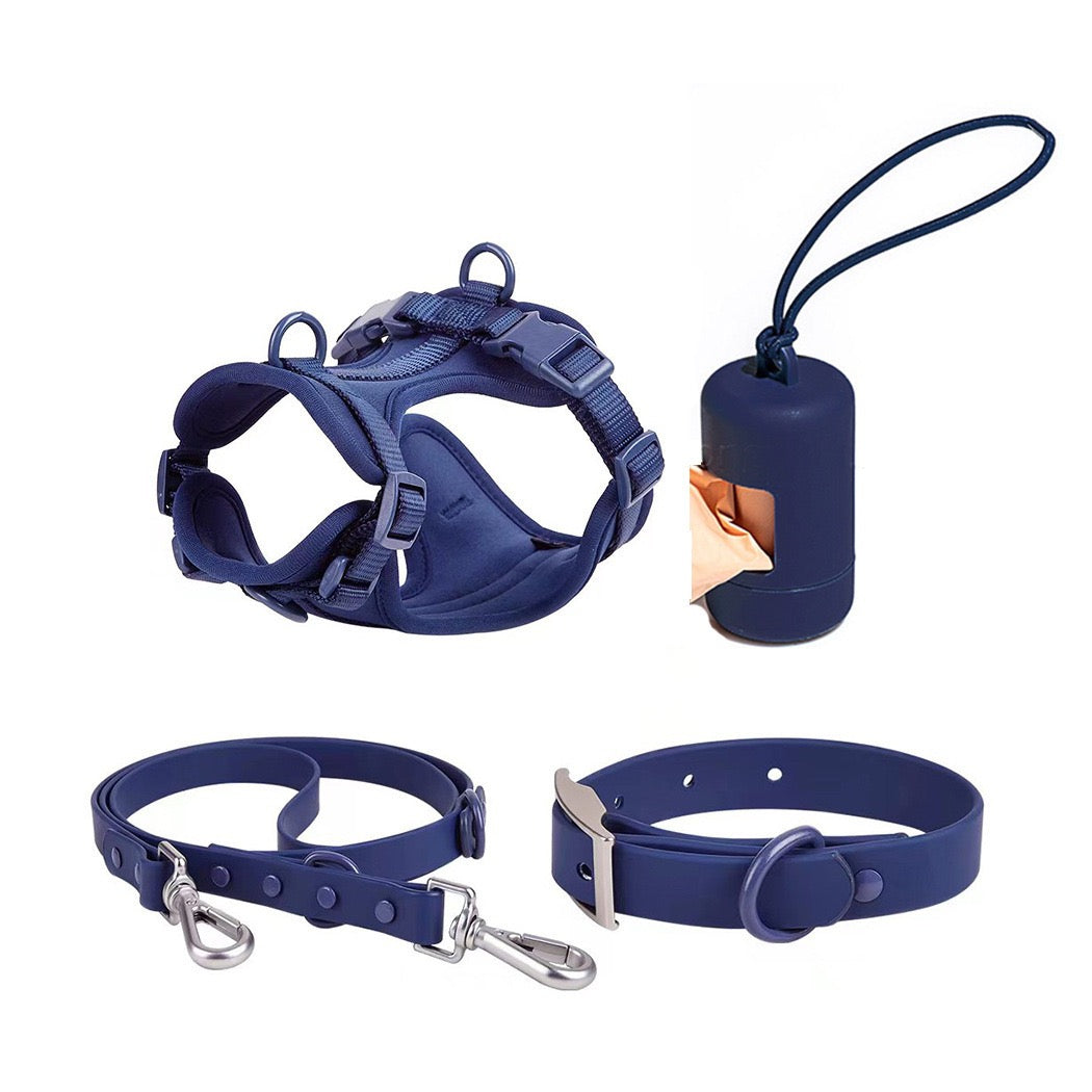 Anti-bite and waterproof 4-piece dog harness and leash set