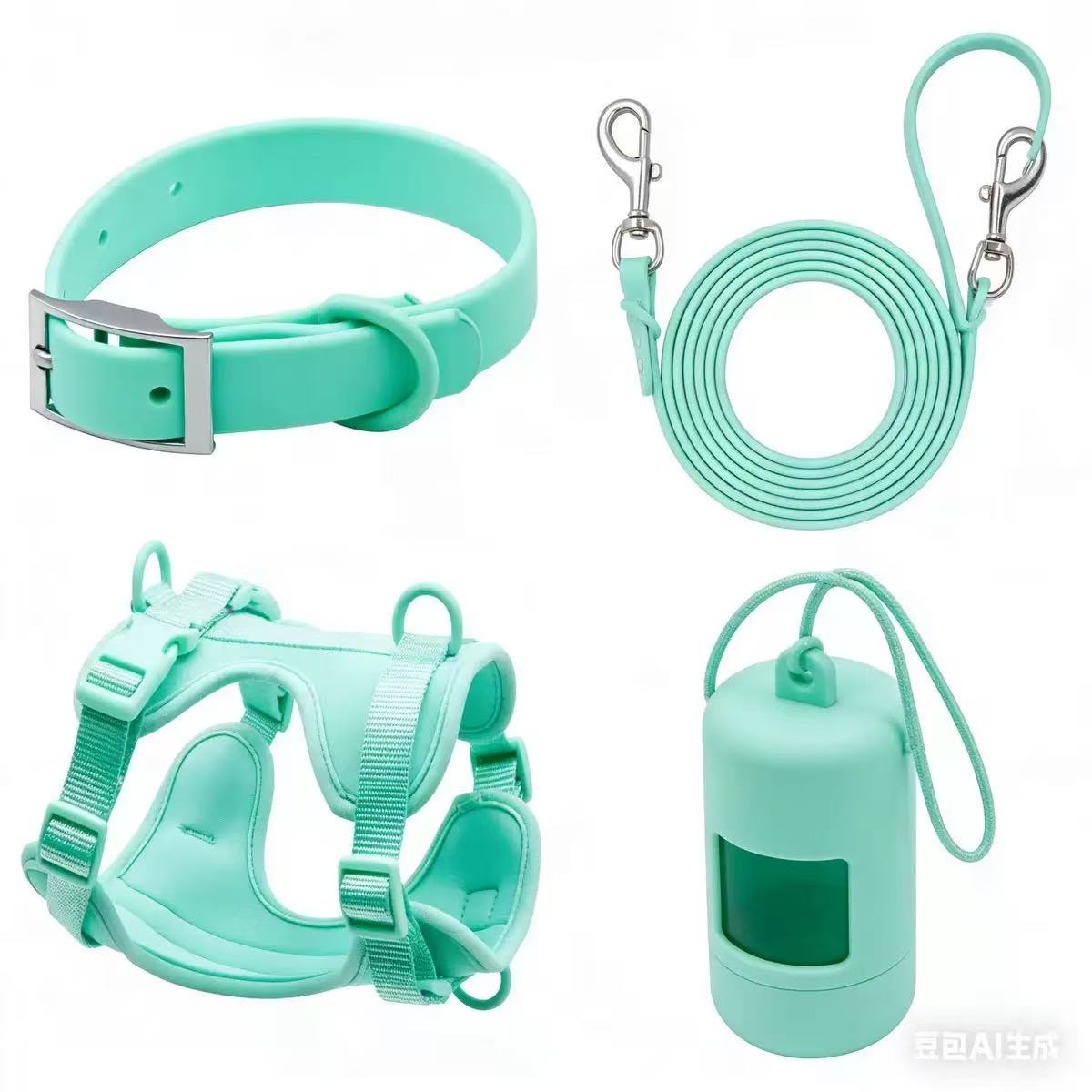 Anti-bite and waterproof 4-piece dog harness and leash set