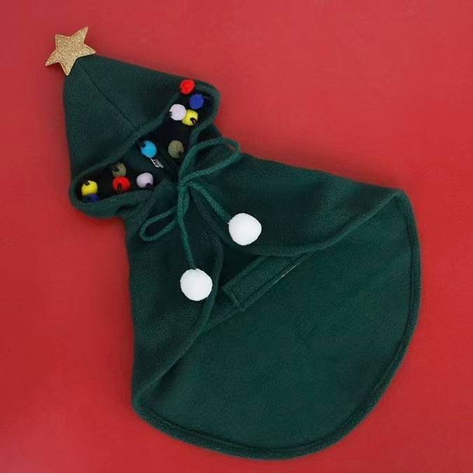 Christmas-style warm cape for cats