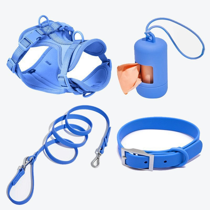 Anti-bite and waterproof 4-piece dog harness and leash set
