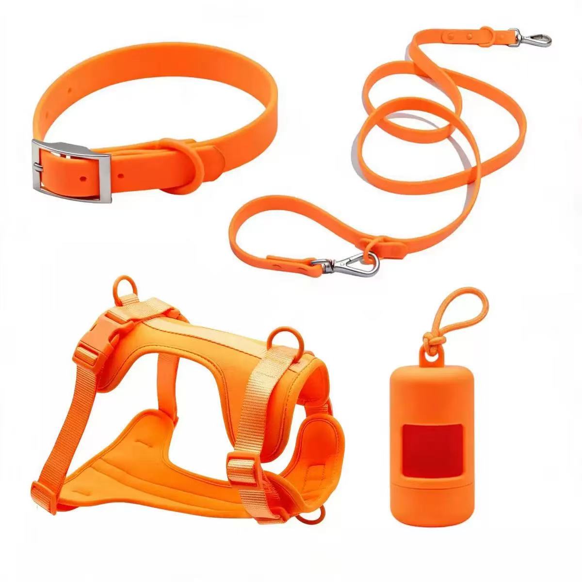 Anti-bite and waterproof 4-piece dog harness and leash set