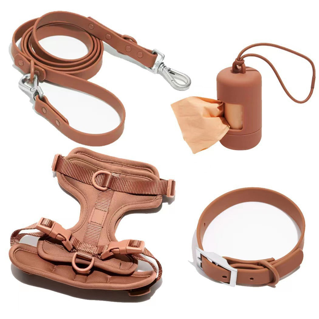 Anti-bite and waterproof 4-piece dog harness and leash set