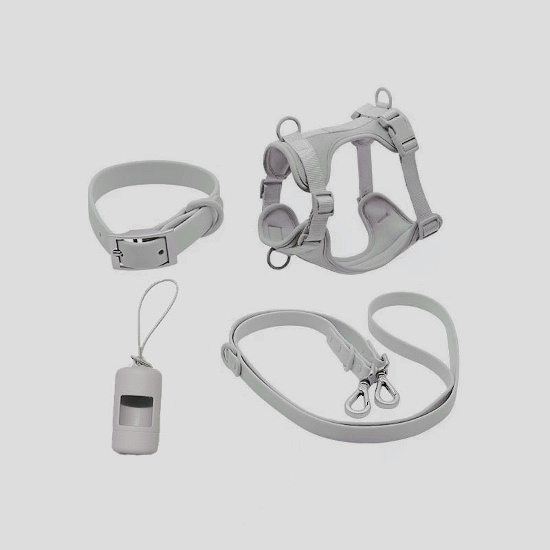 Anti-bite and waterproof 4-piece dog harness and leash set