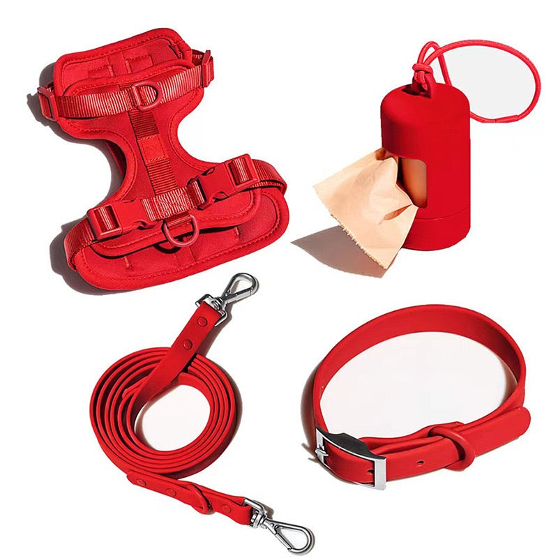 Anti-bite and waterproof 4-piece dog harness and leash set