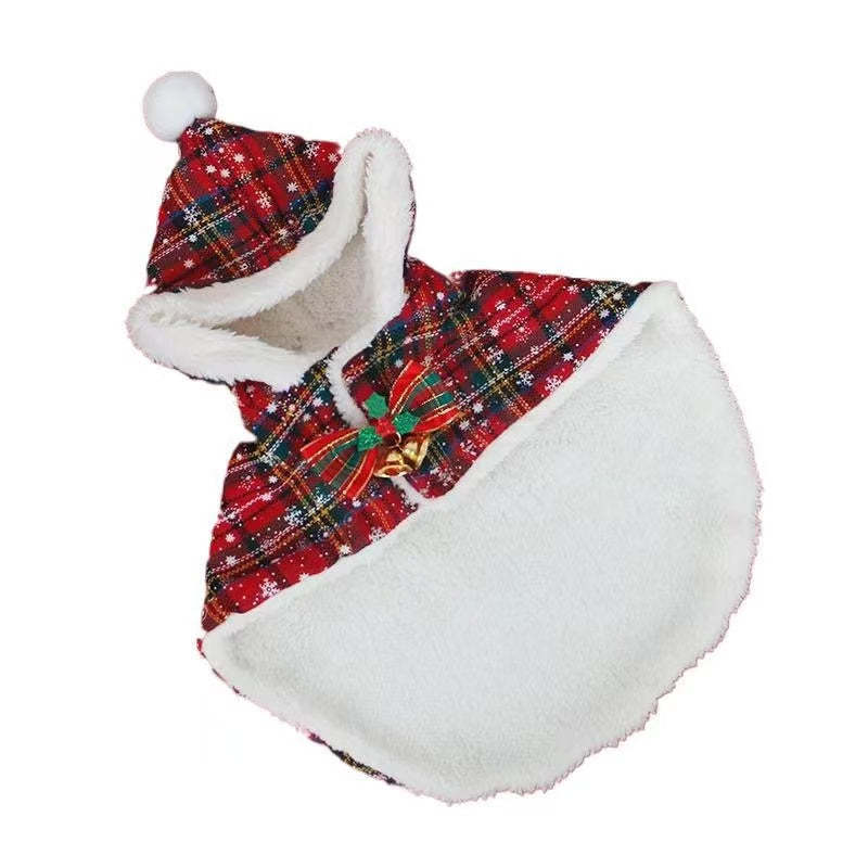 Christmas-style warm cape for cats
