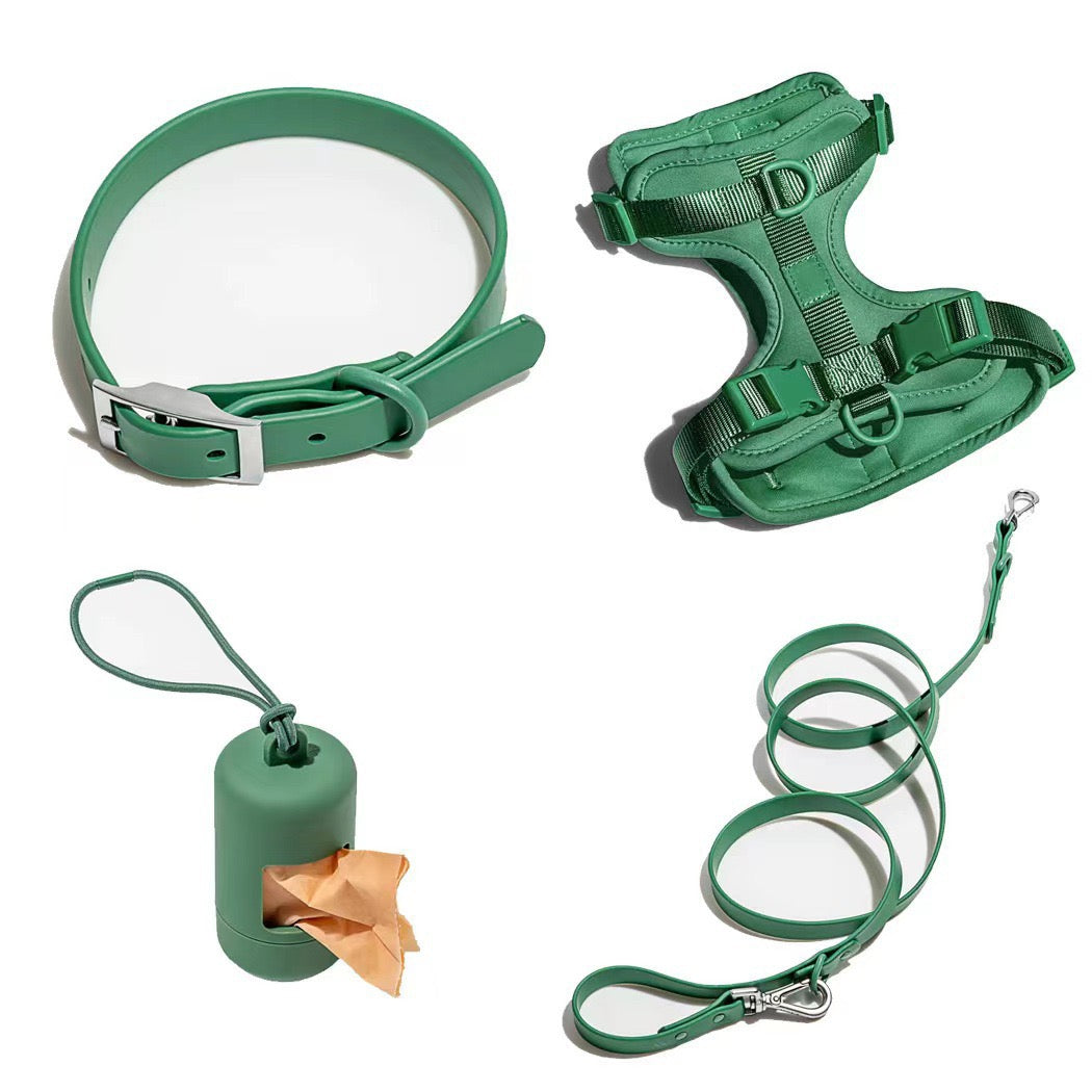 Anti-bite and waterproof 4-piece dog harness and leash set