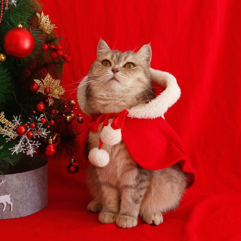 Christmas-style warm cape for cats